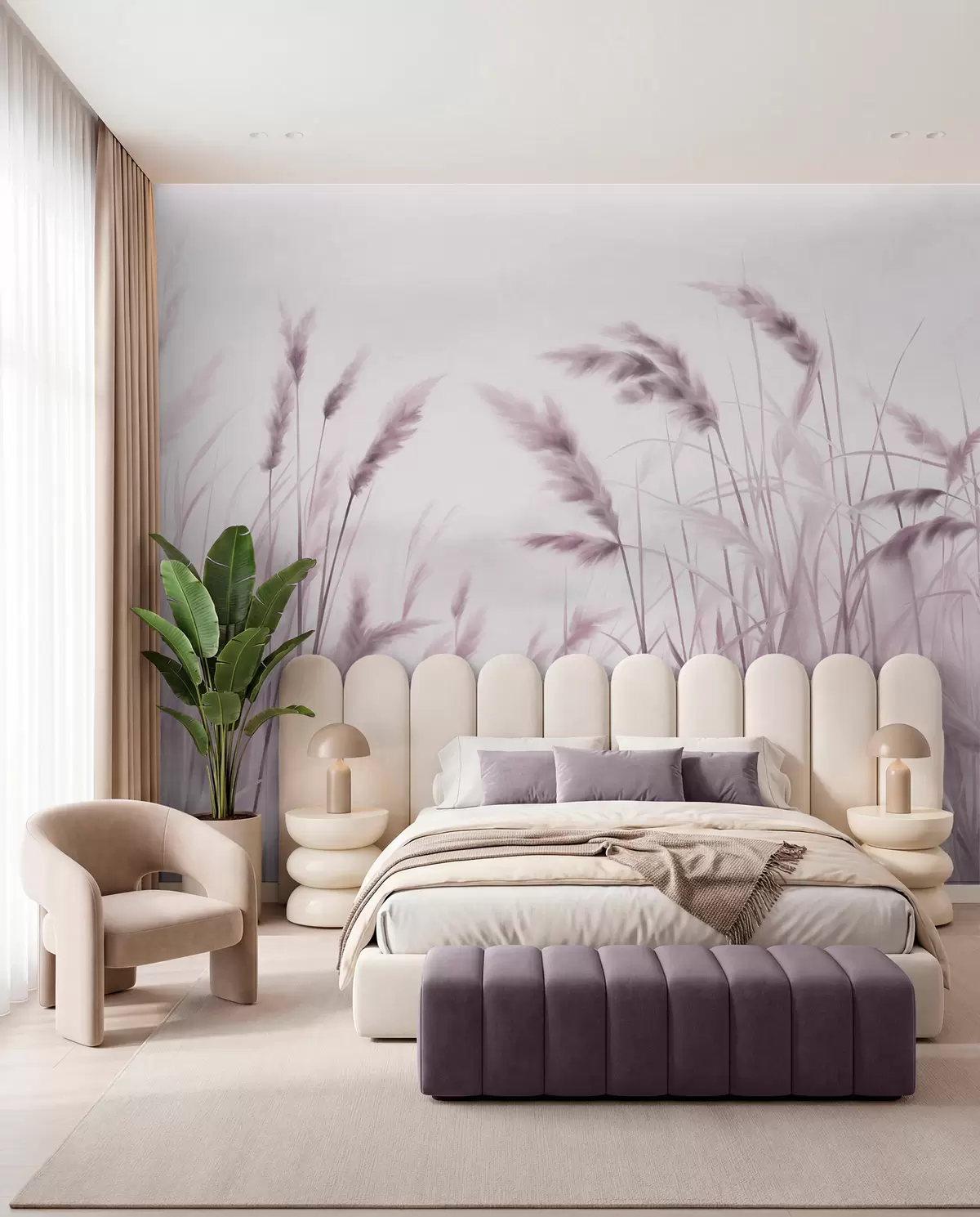 murales de pared Hierbas en bruma malva w09648v2