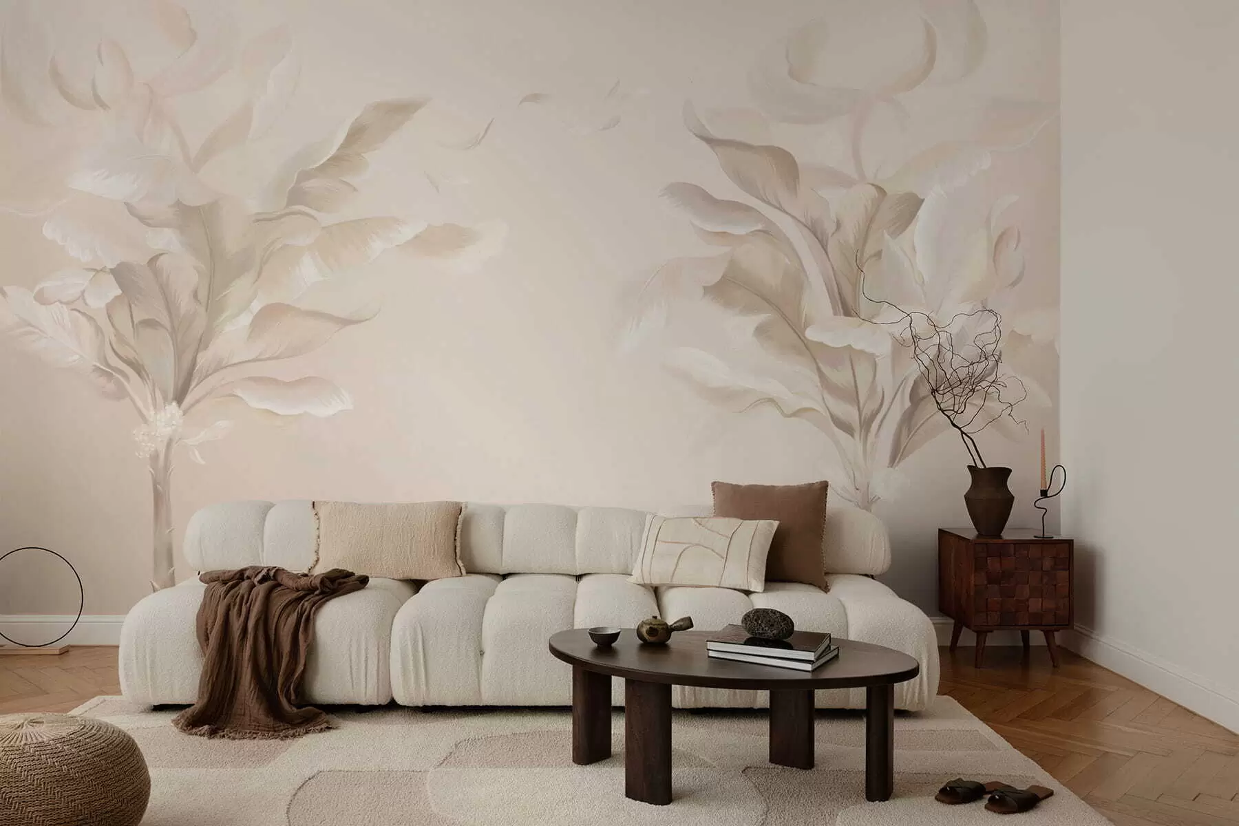 murales de pared Plantas decorativas aireadas en cálidos tonos cremosos. w05126