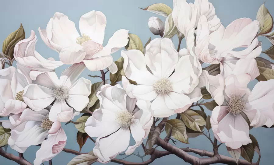 murales de pared Exuberantes flores en la rama de un árbol w05178