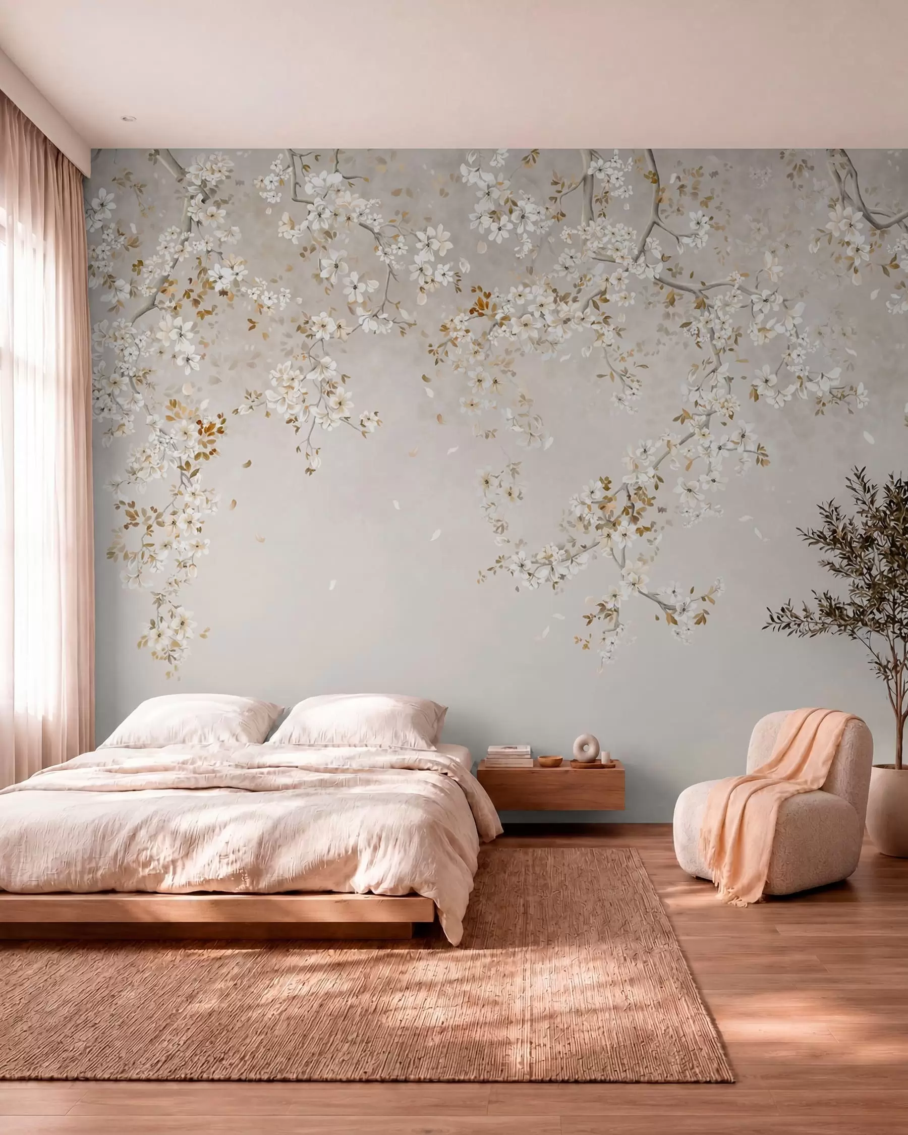 murales de pared Floración marfil w05129