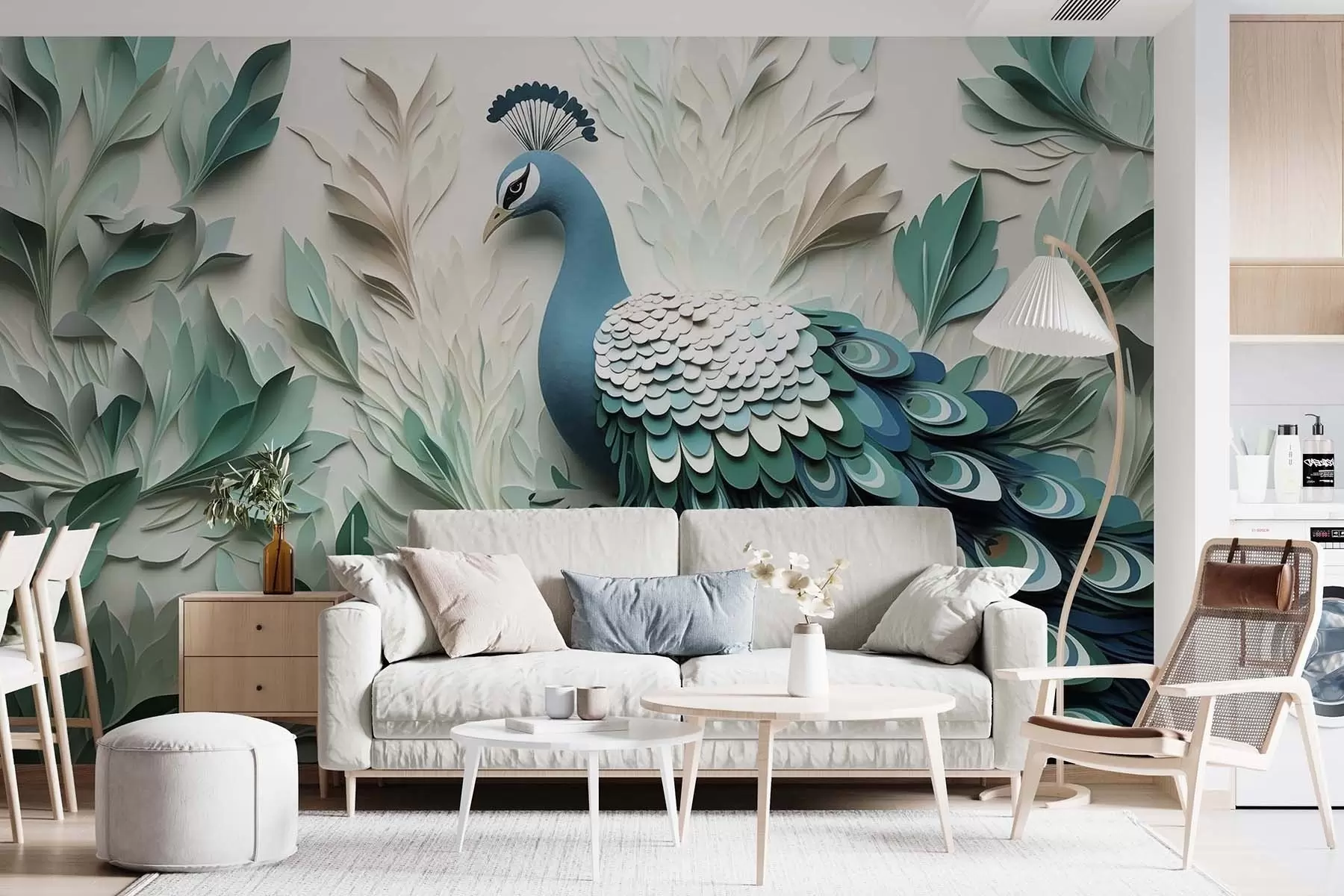 murales de pared Pavo real grande w09695