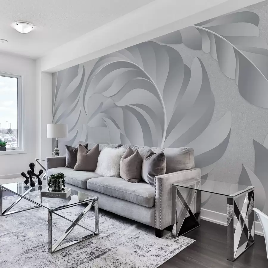 murales de pared Plumas grandes con textura en tonos grises. w05231v3