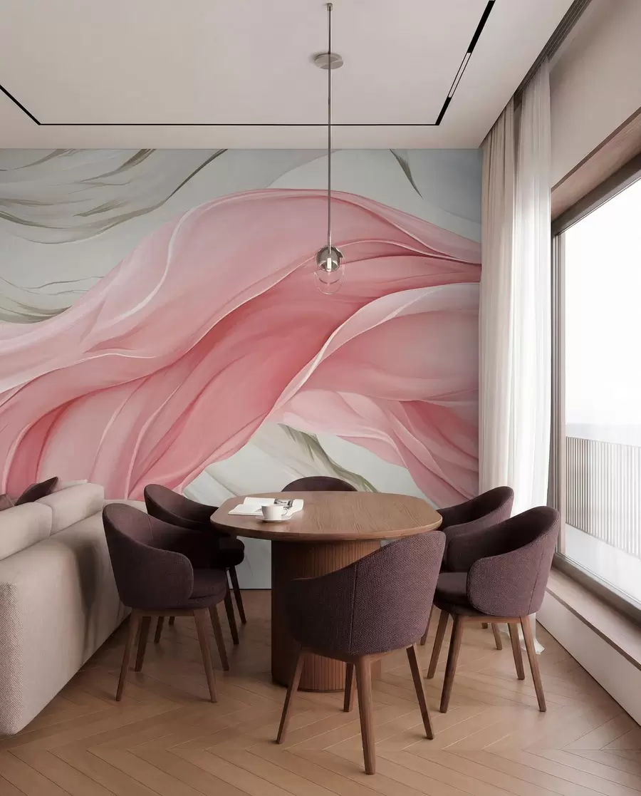 murales de pared Ondulaciones de tela rosa fluida w05152v2