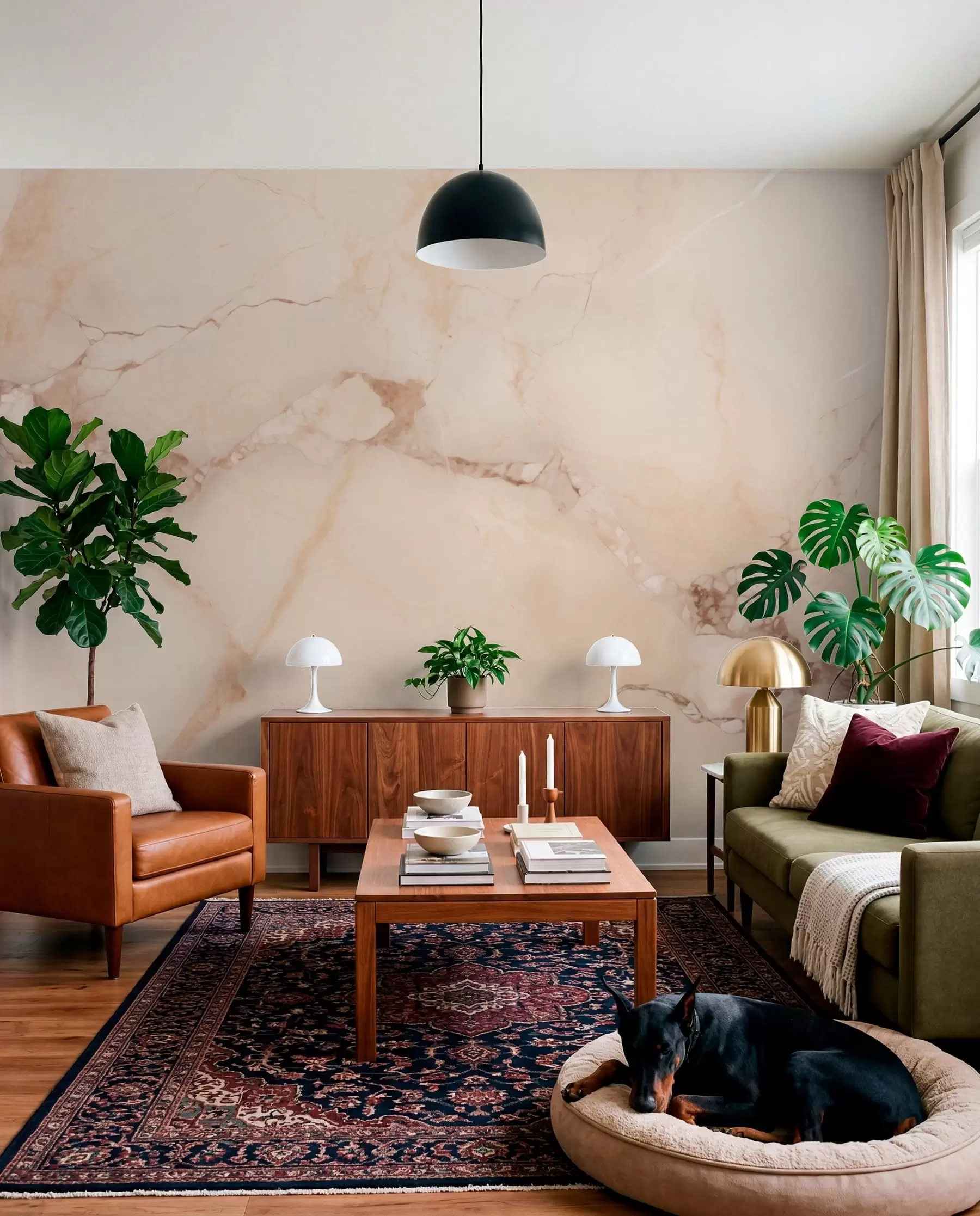 murales de pared Mineral rosa empolvado w05348