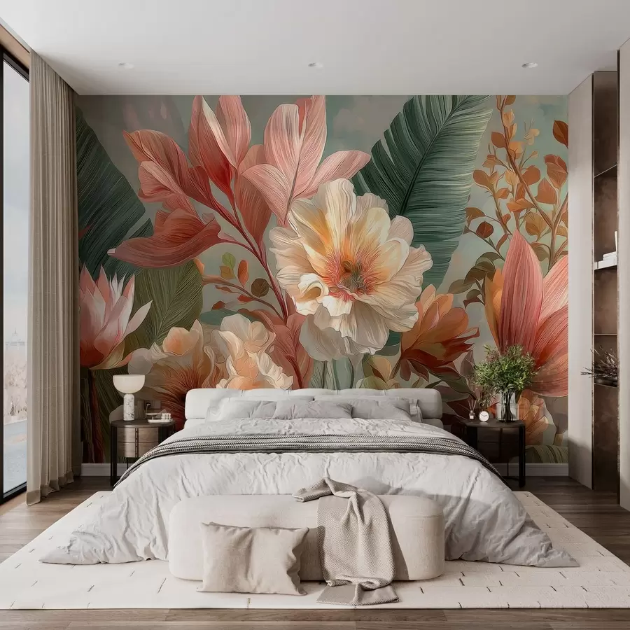 murales de pared Flores con hojas w05378