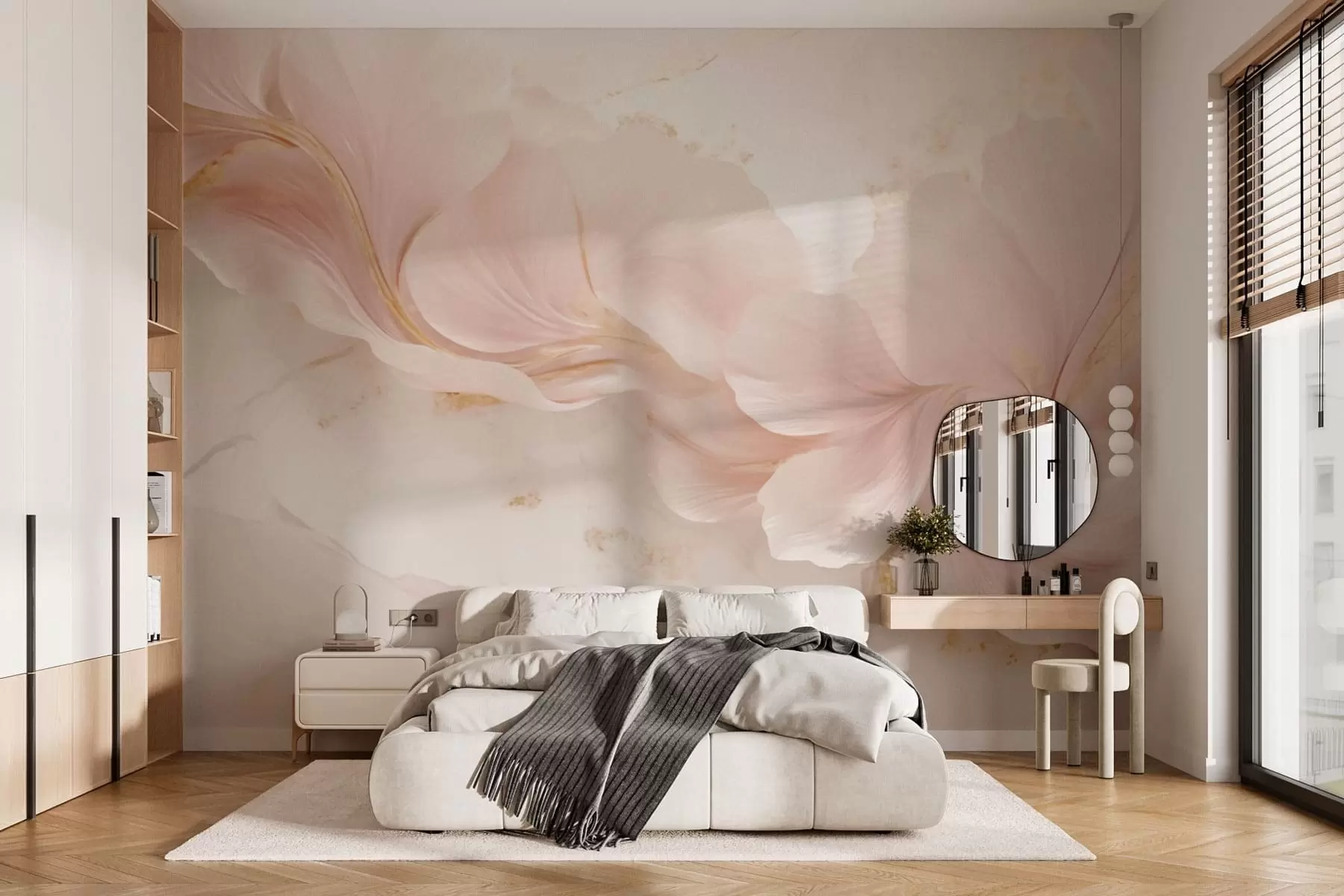 murales de pared Flores de color rosa pálido sobre un fondo claro w05357