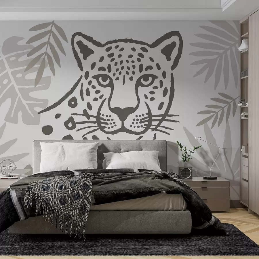 murales de pared Un leopardo entre las hojas w05396