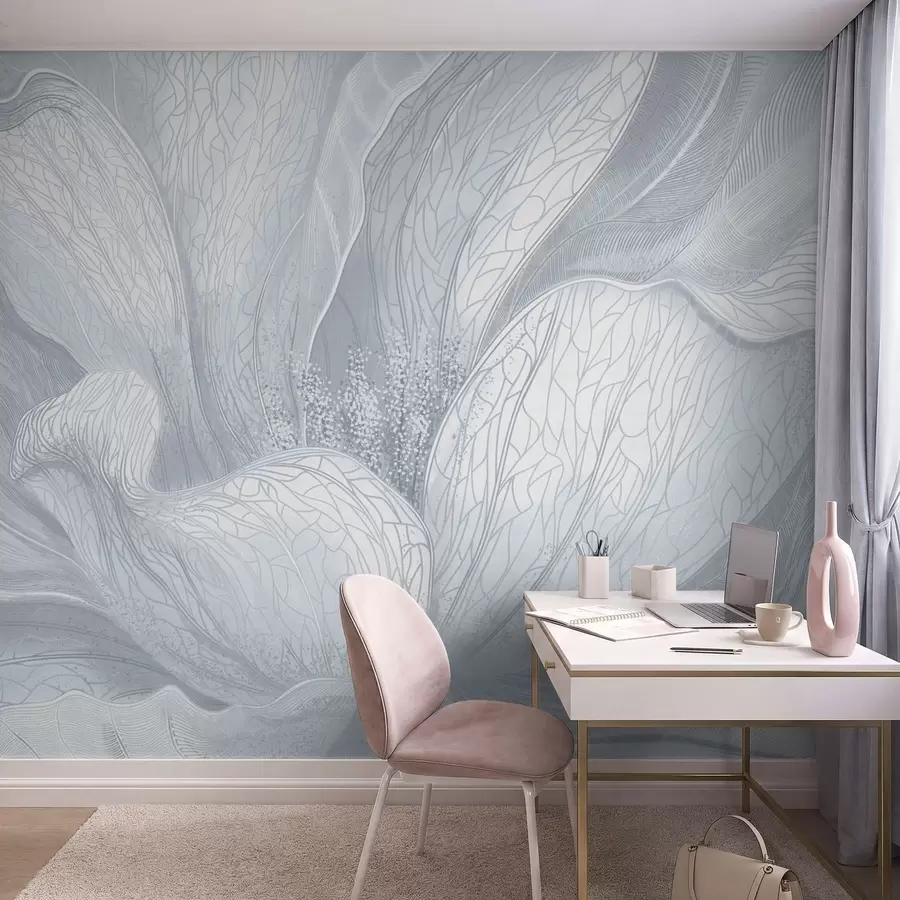 murales de pared Flor abstracta en tonos azules fríos w05119v2