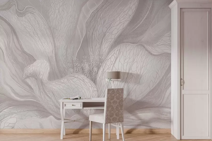 murales de pared Flor abstracta de líneas fluidas w05119v3