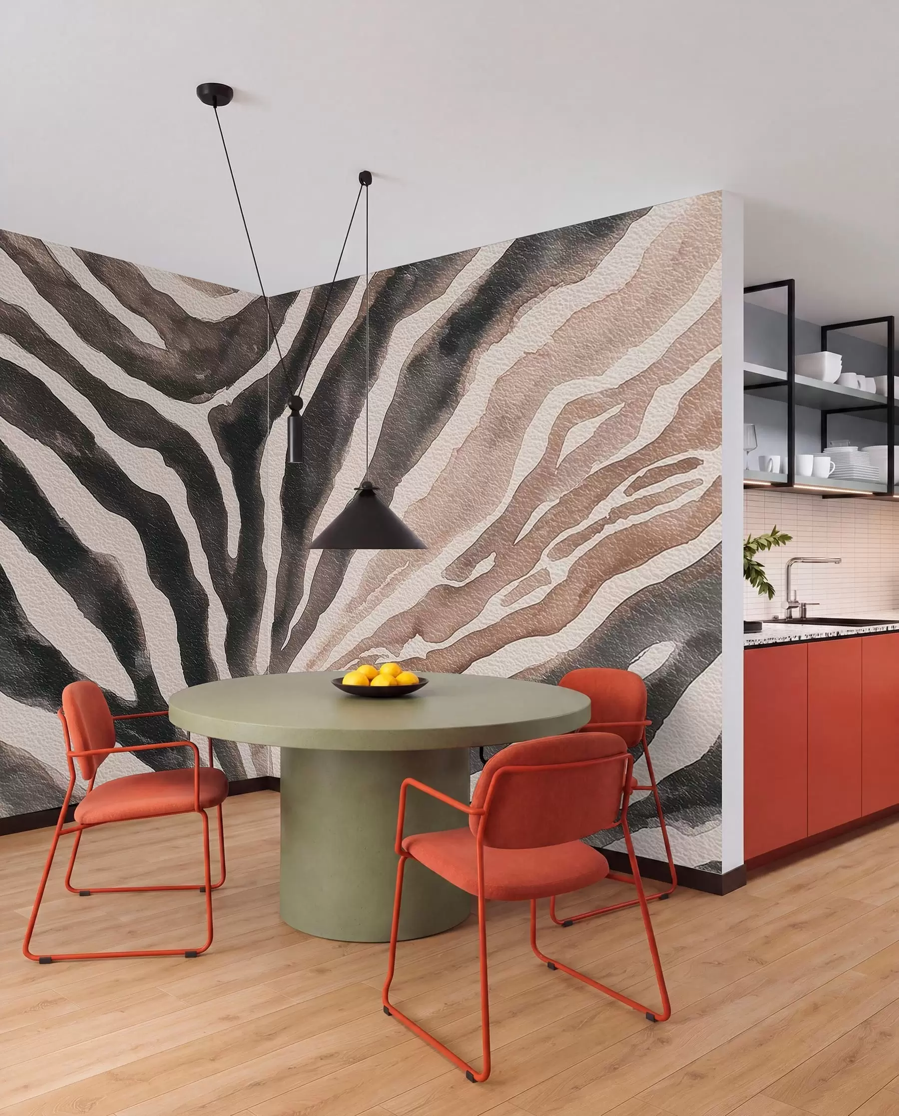 murales de pared Rayas radiales en tonos tierra w09801