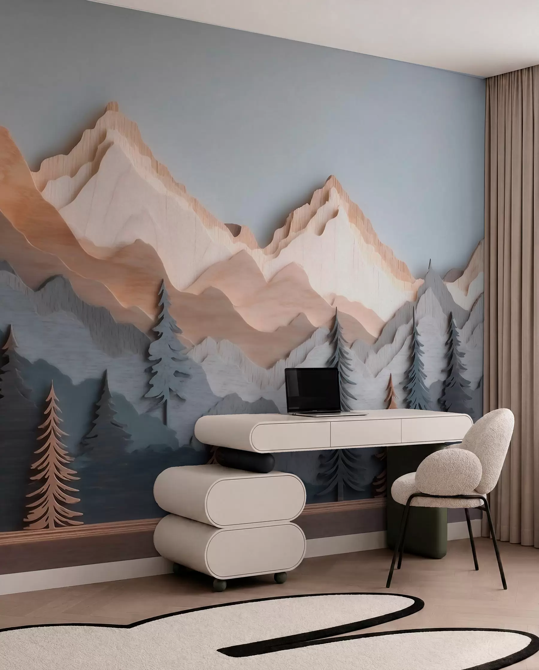 murales de pared Capas de montaña talladas w09793