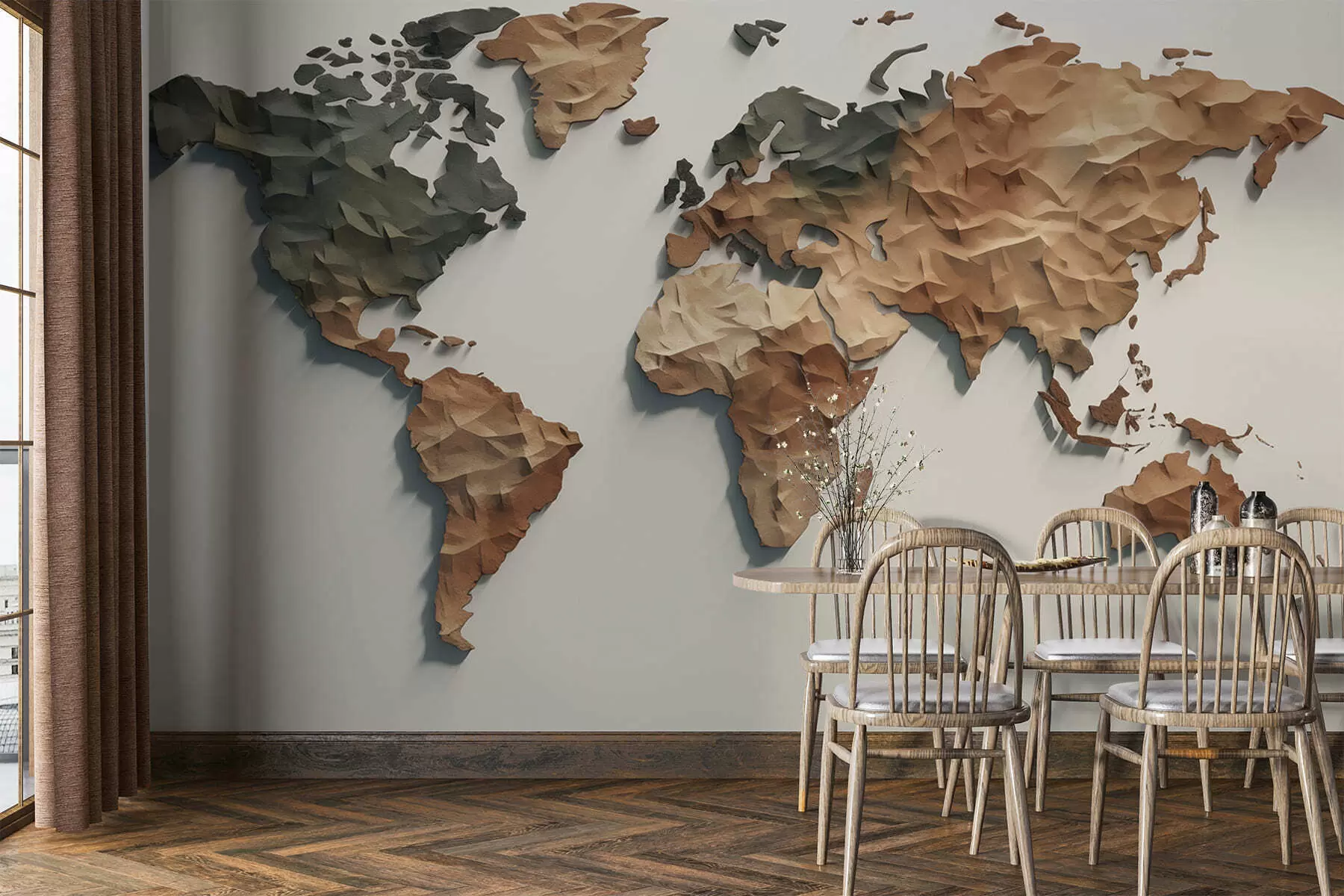 murales de pared Mapa del mundo abstracto w05342