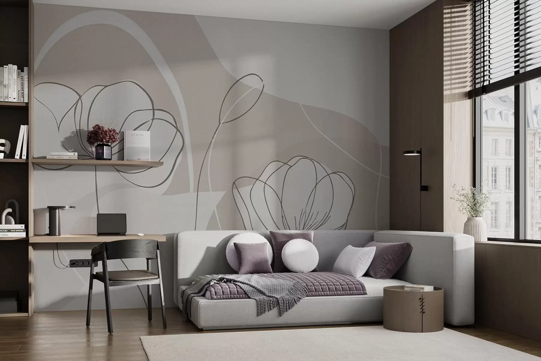 murales de pared Flores minimalistas w09779