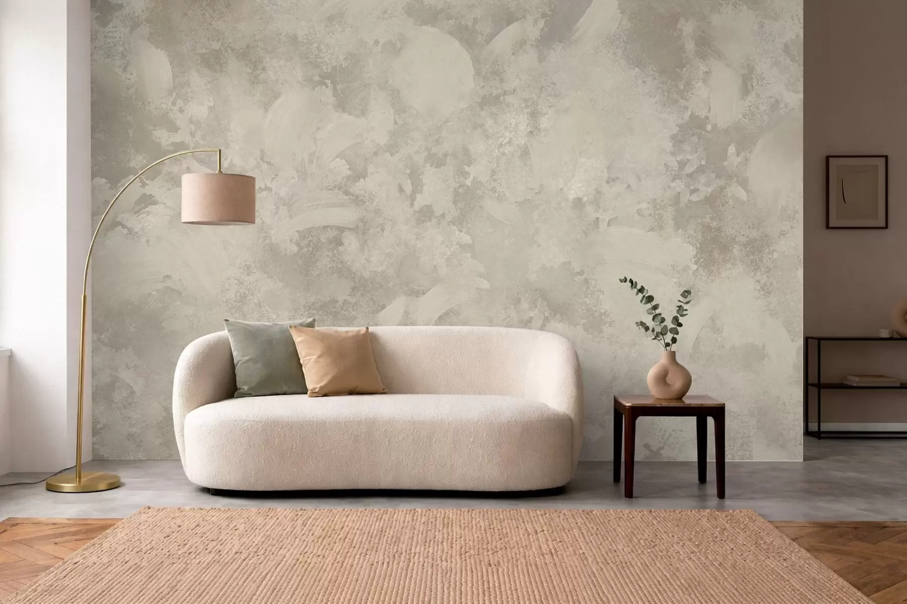 murales de pared Textura abstracta de pincel minimalista en tonos beige w05160