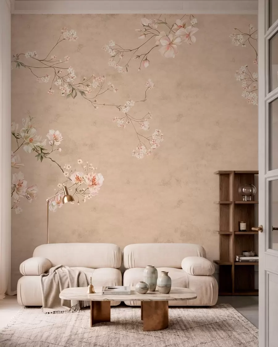 murales de pared Ramas en flor sobre arena w05427v2