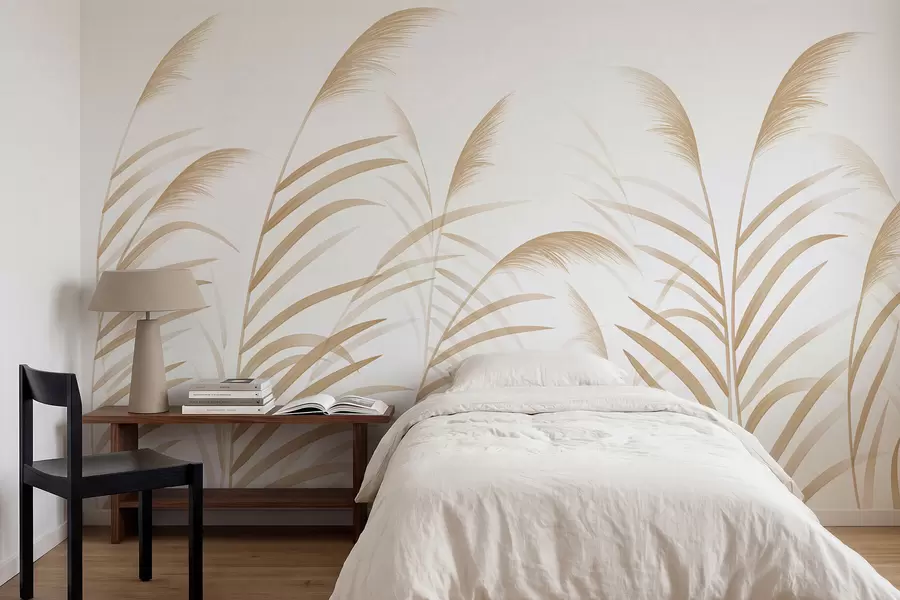 murales de pared Césped de estilo minimalista en tonos beige claro w05432v1