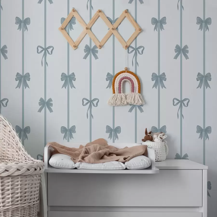 murales de pared Lazos azules con cintas sobre un fondo claro a01074v2