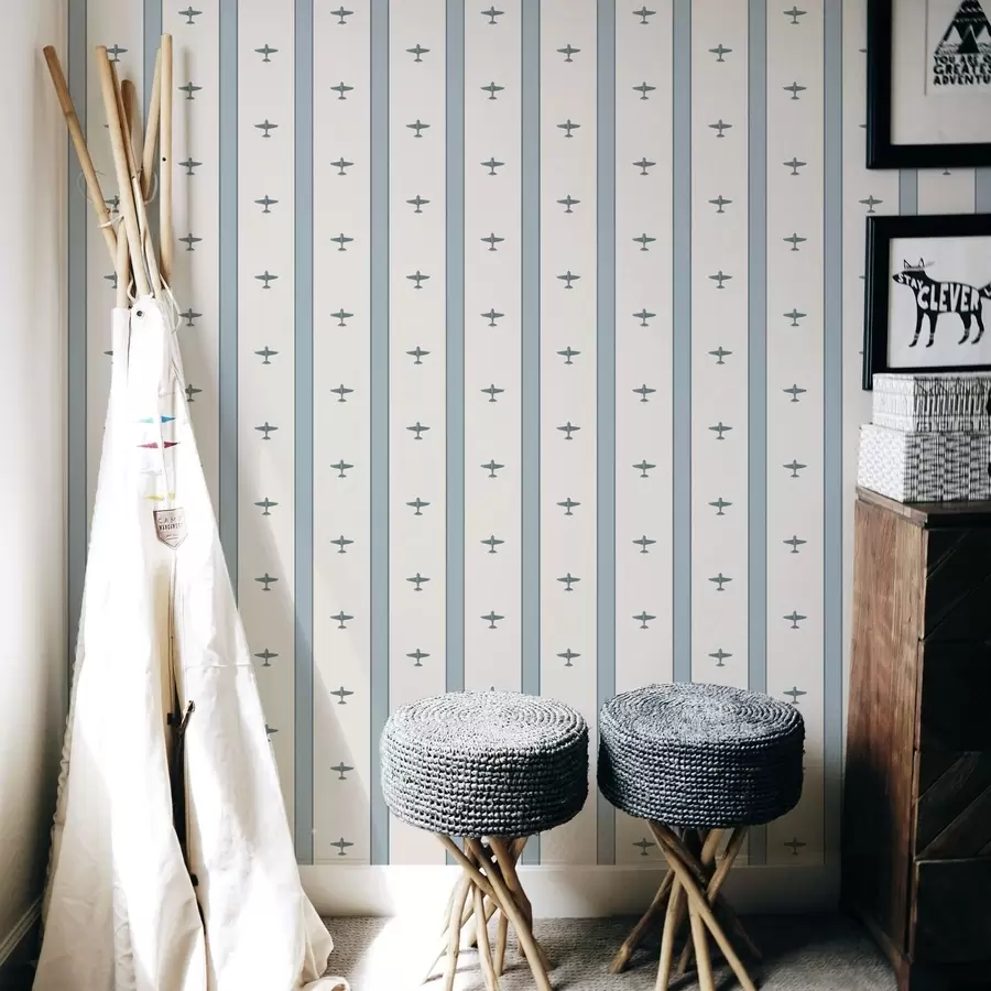 murales de pared Aviones pequeños a rayas sobre fondo azul a01171