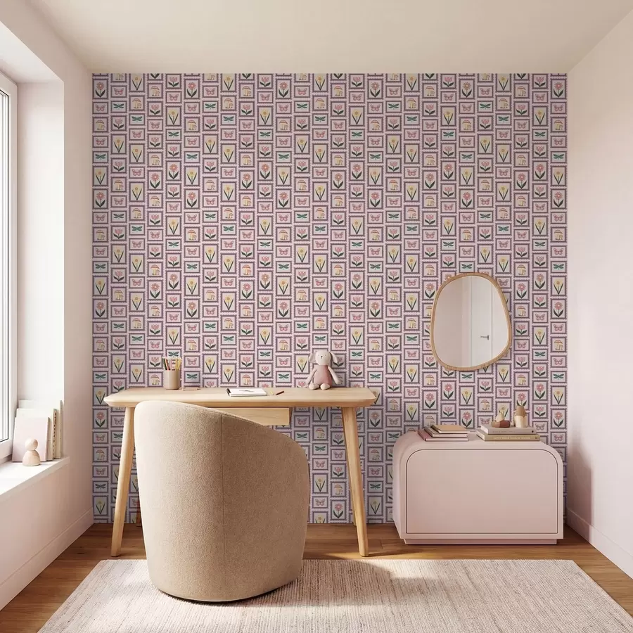 murales de pared Ilustraciones enmarcadas en tonos lila a01175v1