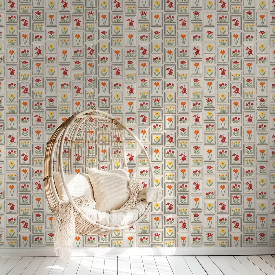 murales de pared Ilustraciones florales con marcos llamativos a01174v1