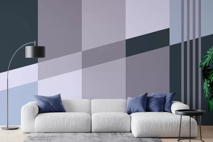 murales de pared Diseños geométricos discretos en tonos grises y azules w05390v1