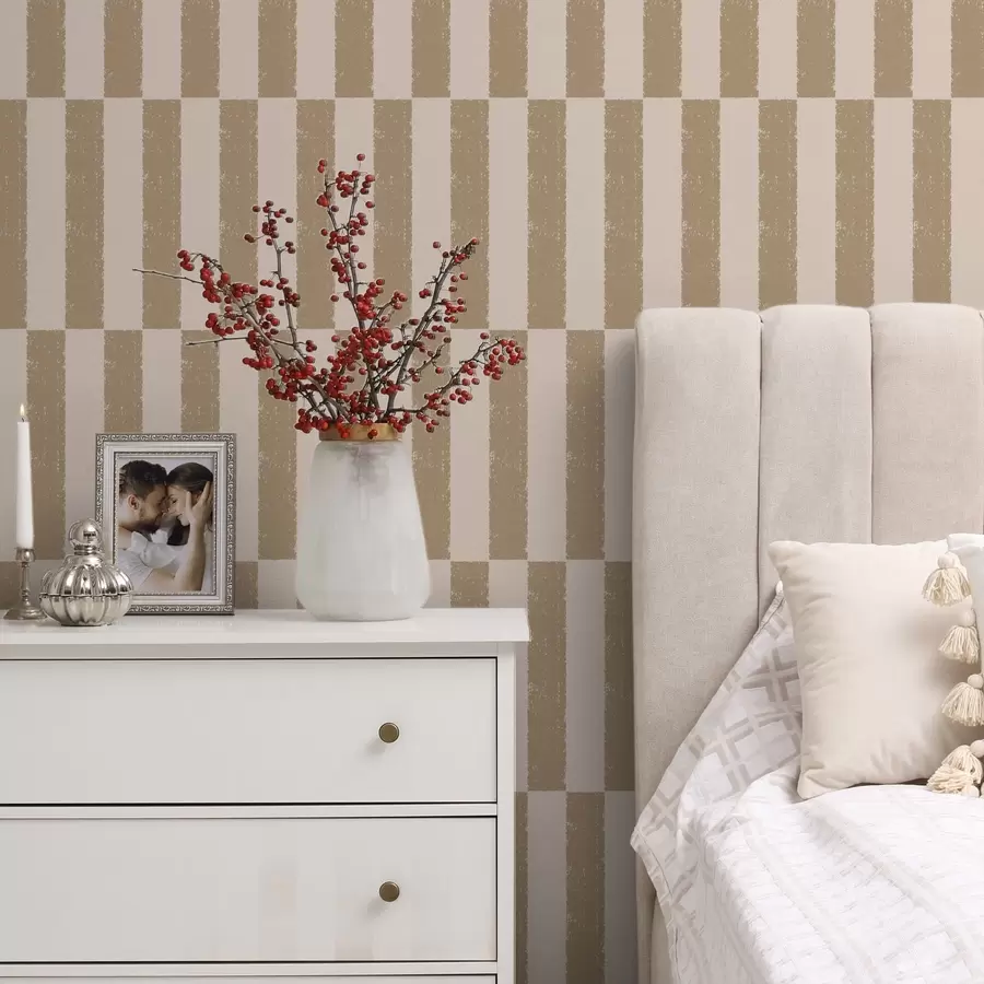 murales de pared Rayas verticales marrones sobre fondo beige a01190v2