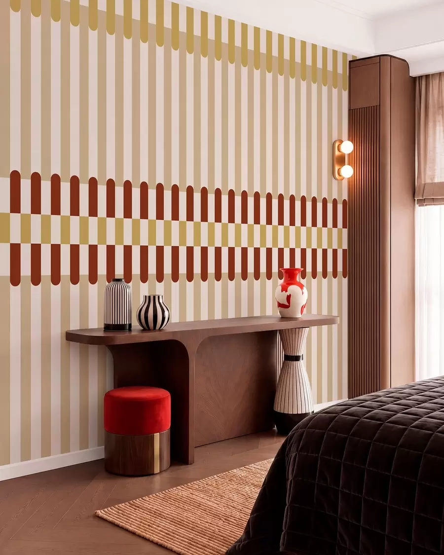 murales de pared Diseño a rayas en tonos beige y terracota w05150v3