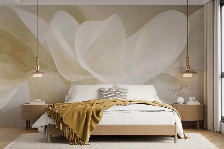 murales de pared Pétalos abstractos en tonos pastel con suaves capas translúcidas al estilo de la acuarela w05603
