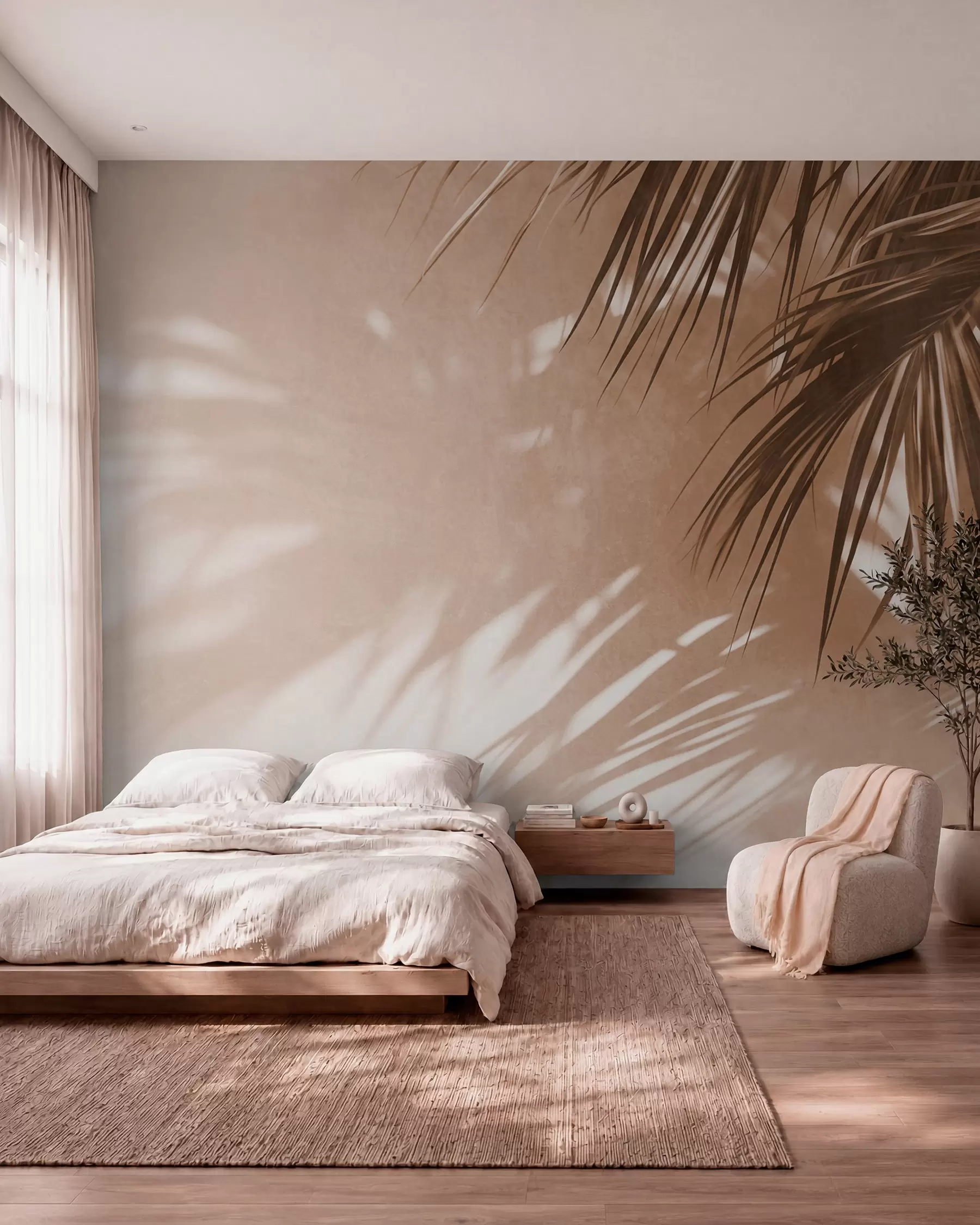 murales de pared Sombras de palmeras al sol w09890