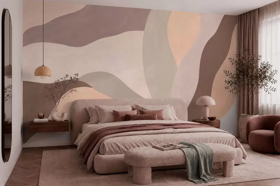 murales de pared Formas abstractas y fluidas en tonos pastel w05629