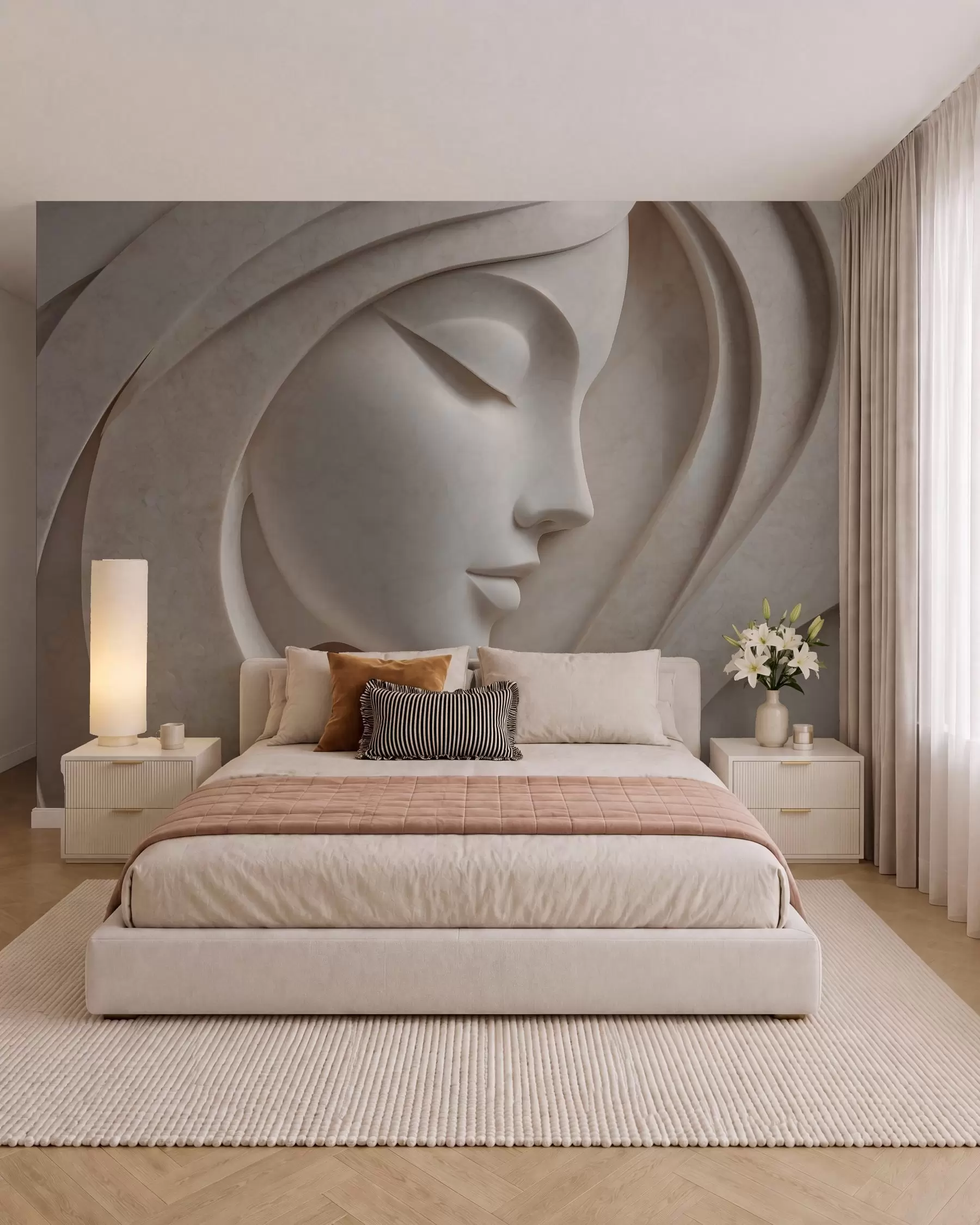 murales de pared Perfil entre pliegues tallados w05569