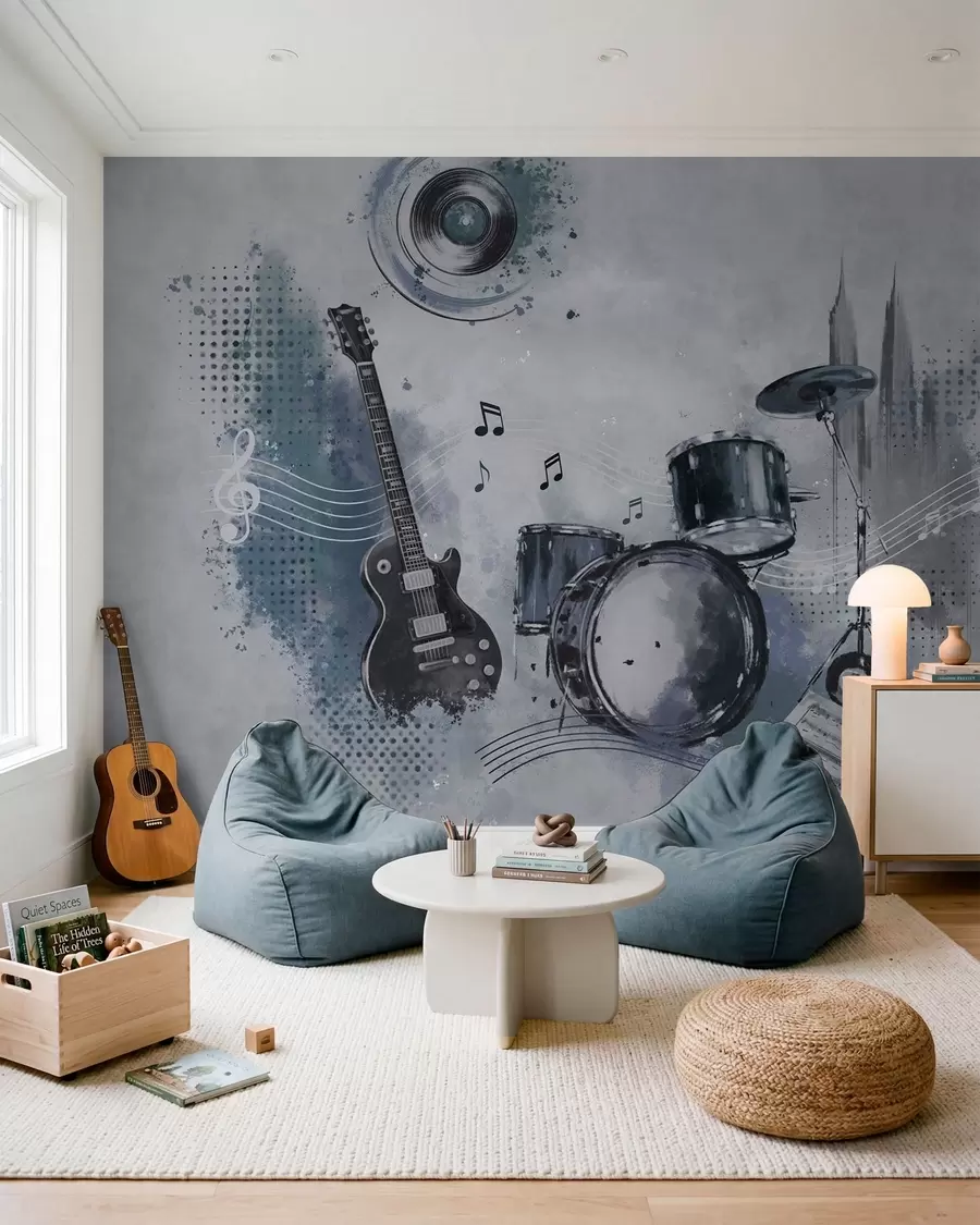 murales de pared Ritmo en una pared gris w05546