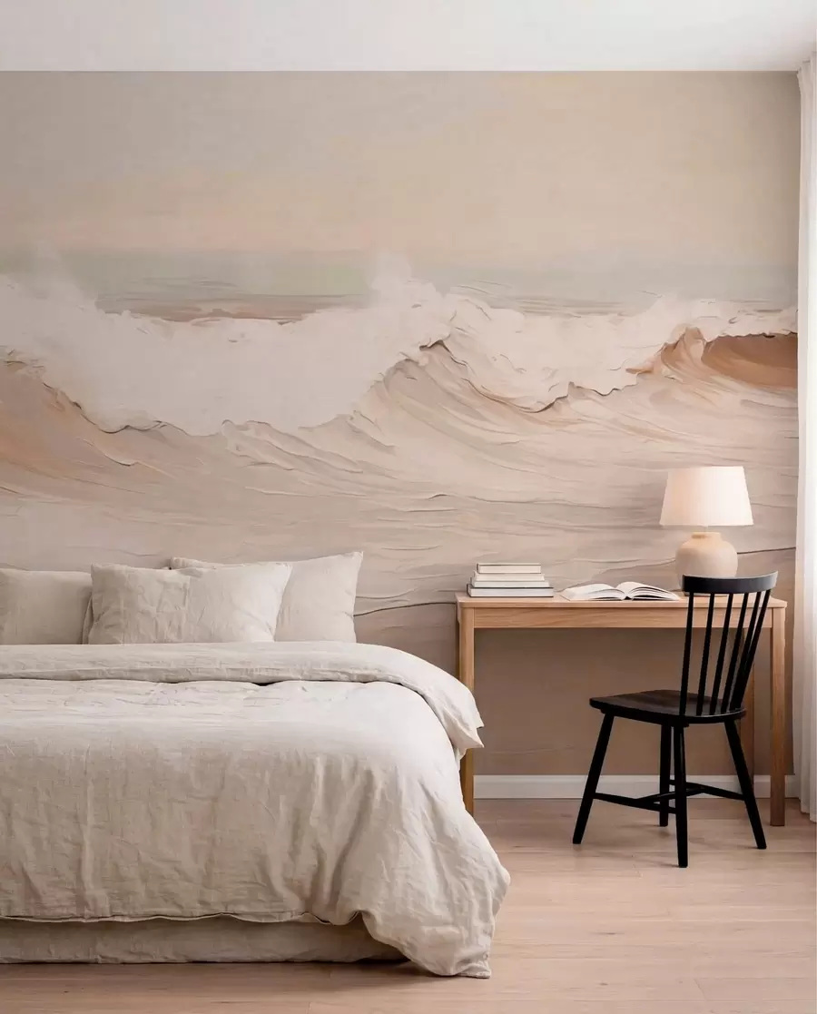 murales de pared Olas marinas abstractas en tonos pastel w05697