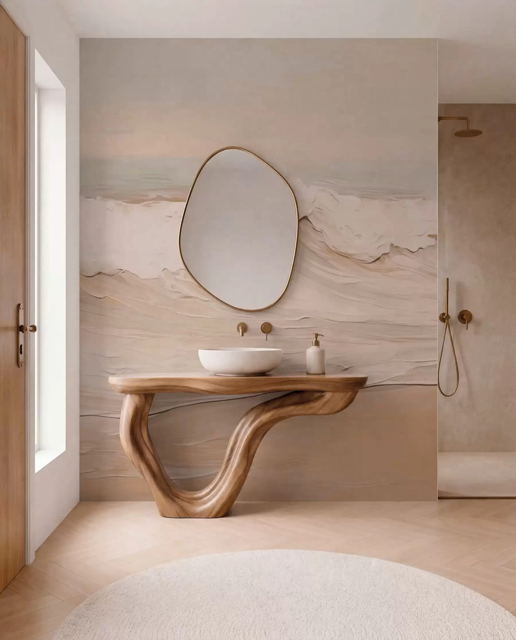 murales de pared Olas en una orilla durazno w05697