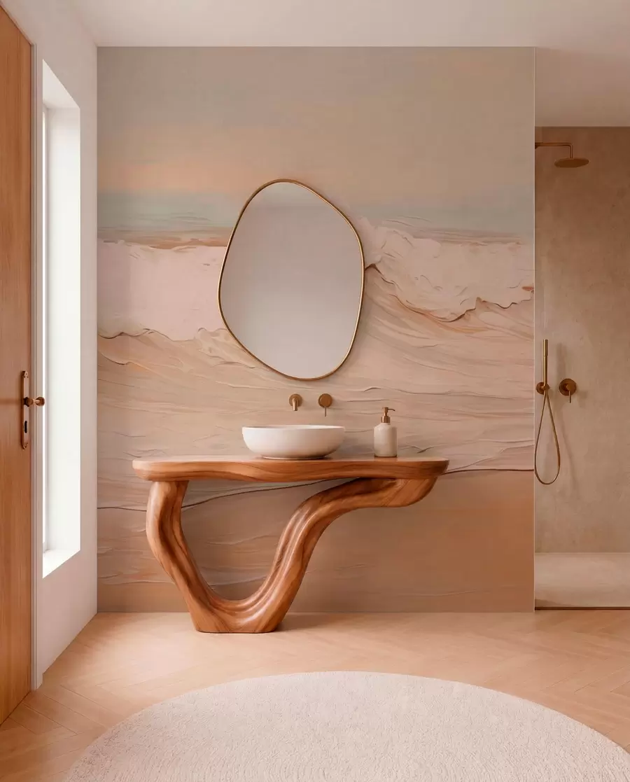 murales de pared Olas marinas abstractas en tonos pastel w05697
