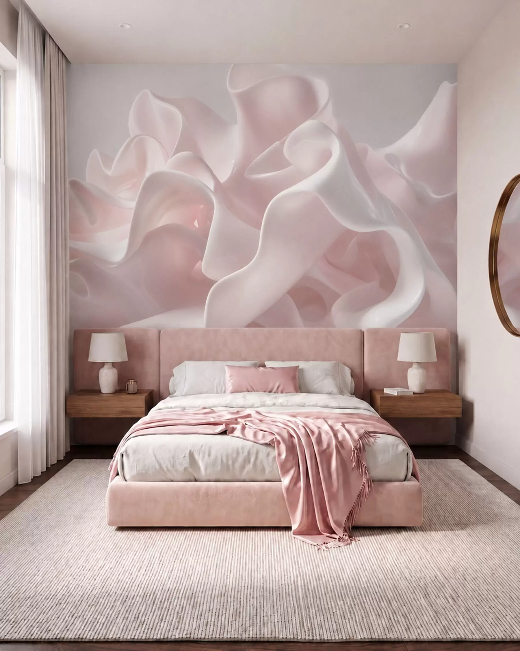 murales de pared Ondas de seda rosa perlado w09858