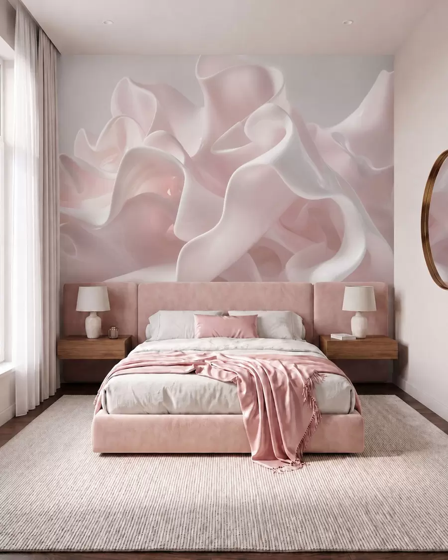 murales de pared Ondas de seda rosa perlado w09858