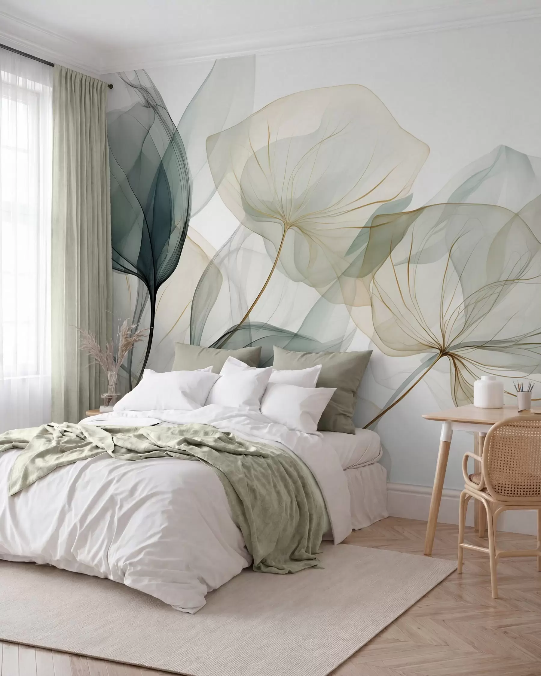 murales de pared Hojas veladas w05708
