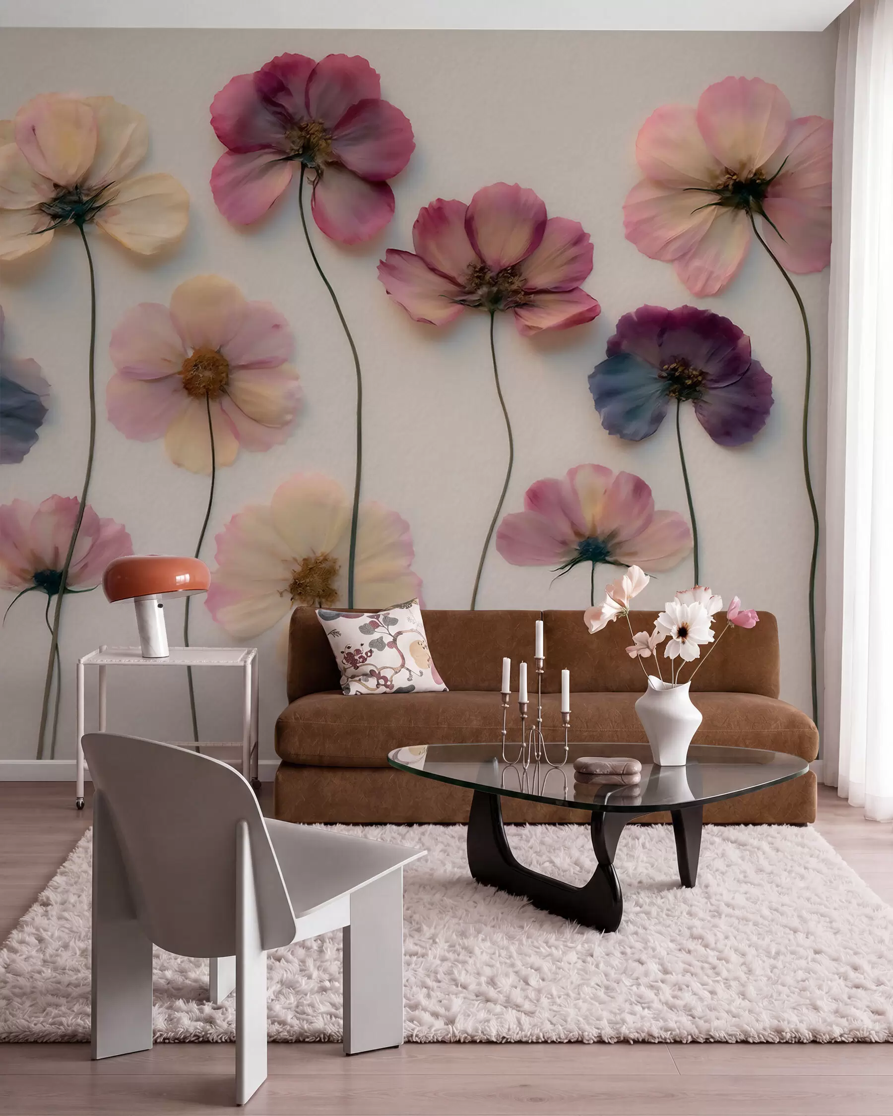 murales de pared Pétalos en tonos de joyas w09911