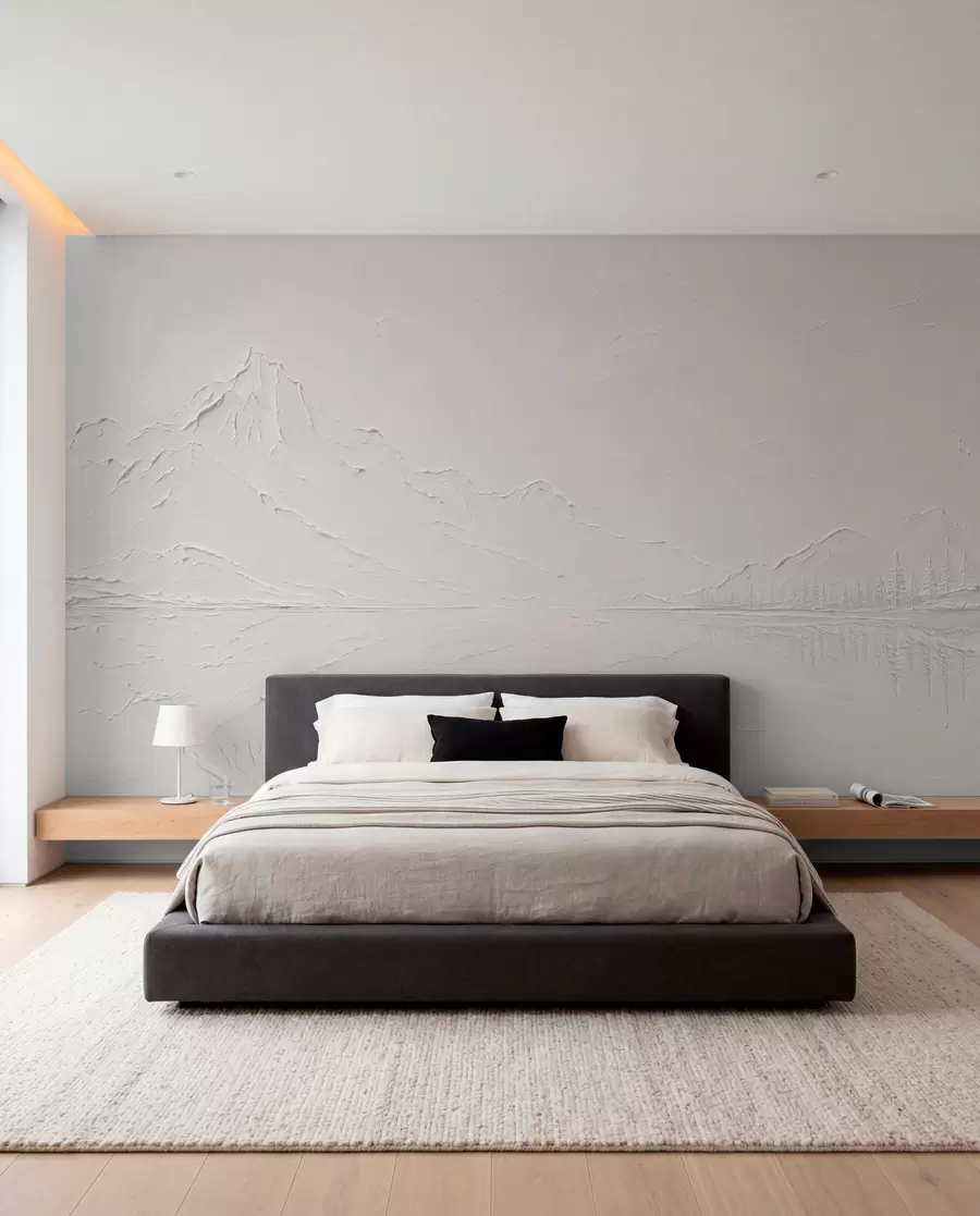 murales de pared Paisaje montañoso en relieve con el reflejo en aguas tranquilas w05739