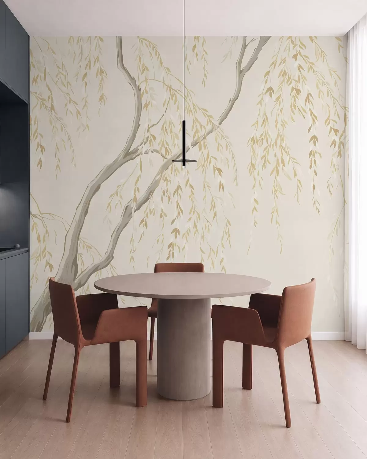 murales de pared Ramas colgantes en tonos beige claro w05812v1