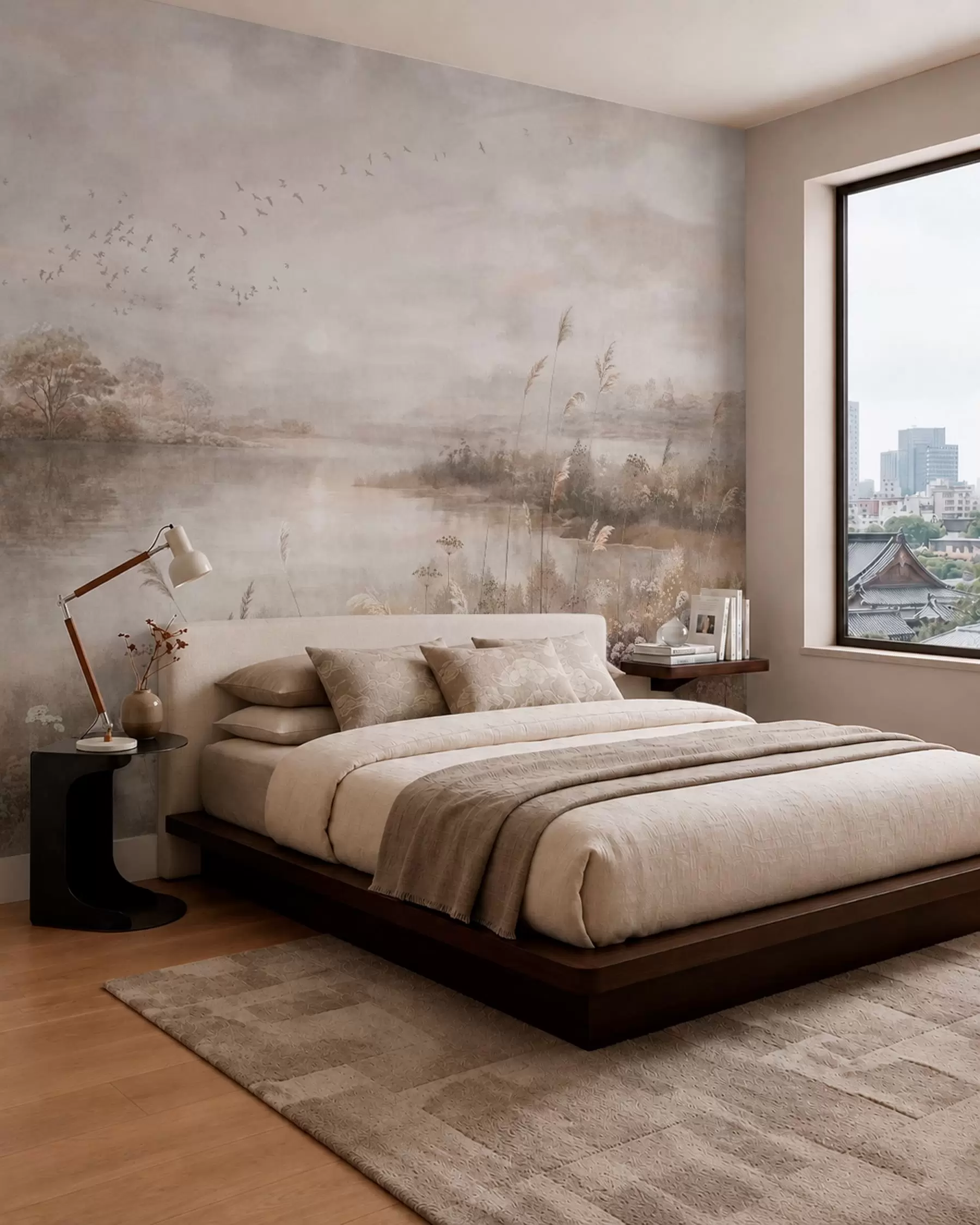 murales de pared Lago en sepia w05813