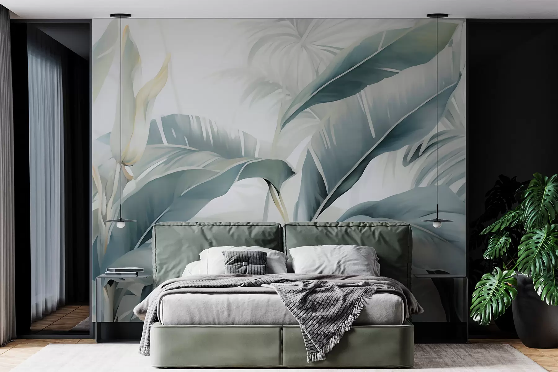 murales de pared Hojas largas de plátano w05775