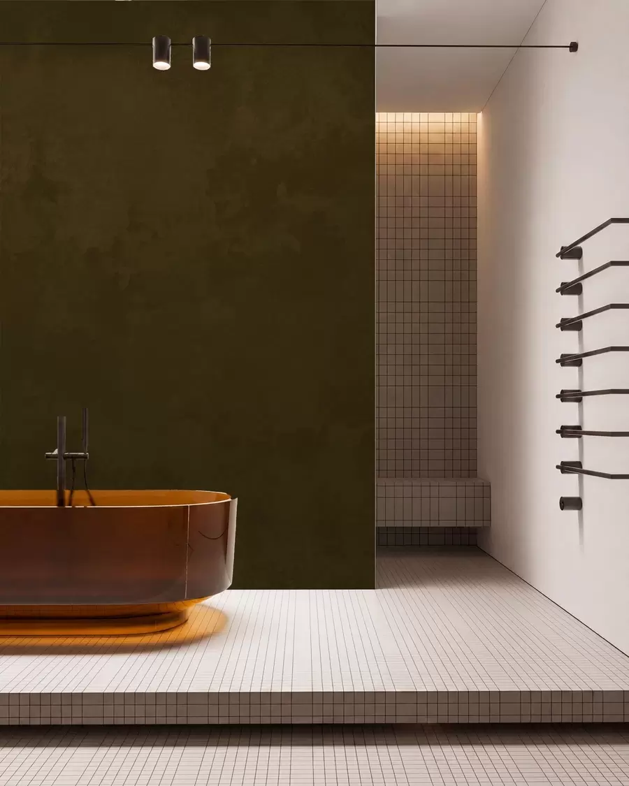 murales de pared Tono oliva oscuro con textura suave y transiciones tonales naturales w05814v3
