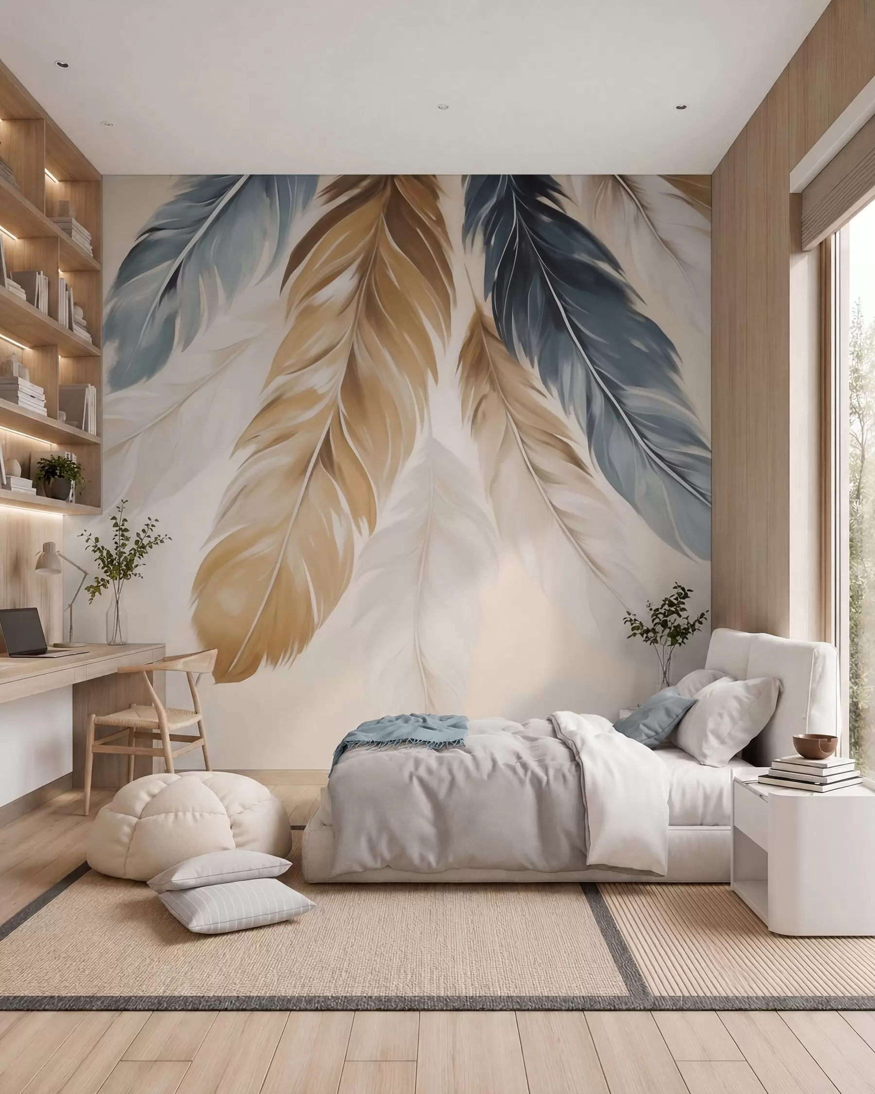 murales de pared Plumas en ocre w05845