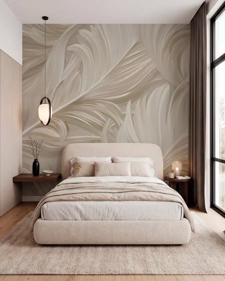 murales de pared Plumas color arena w05757