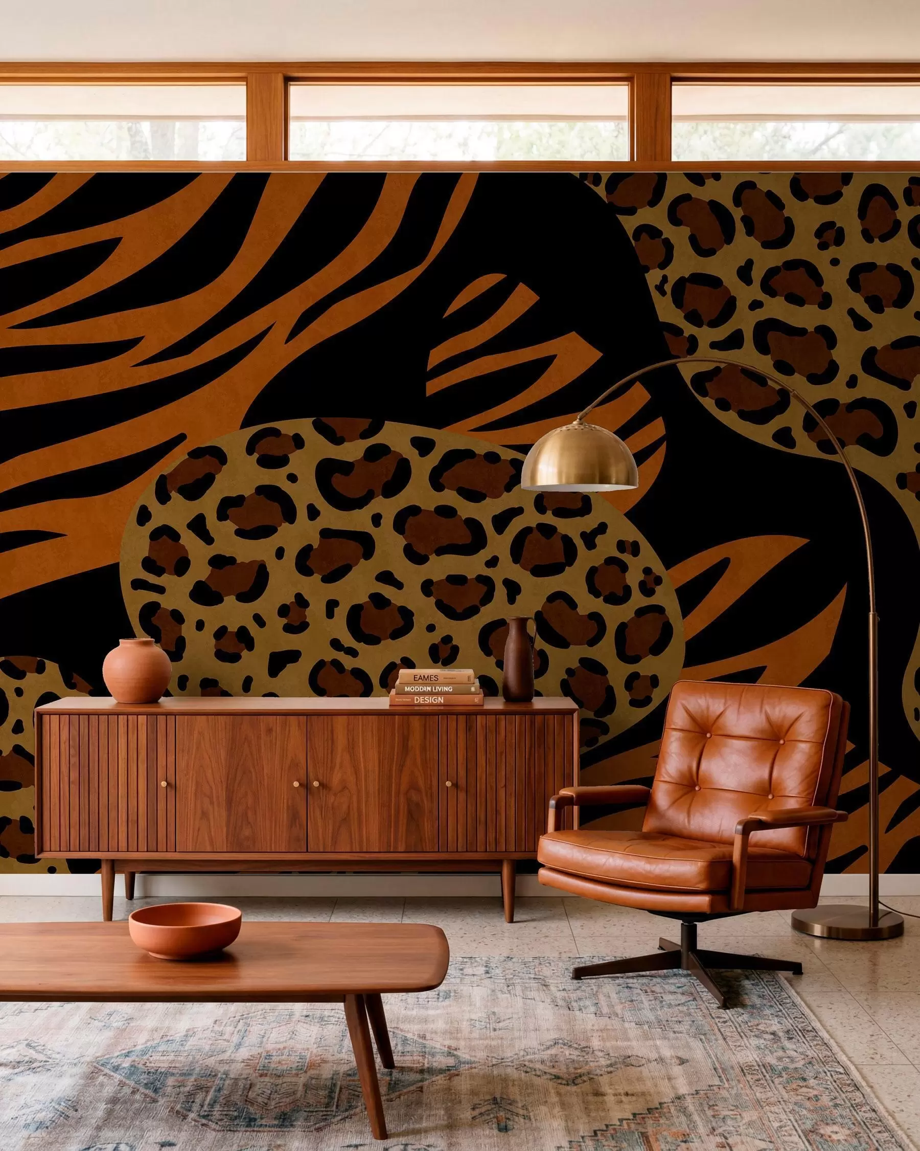 murales de pared Estampados de leopardo y tigre inspirados en animales salvajes w05759