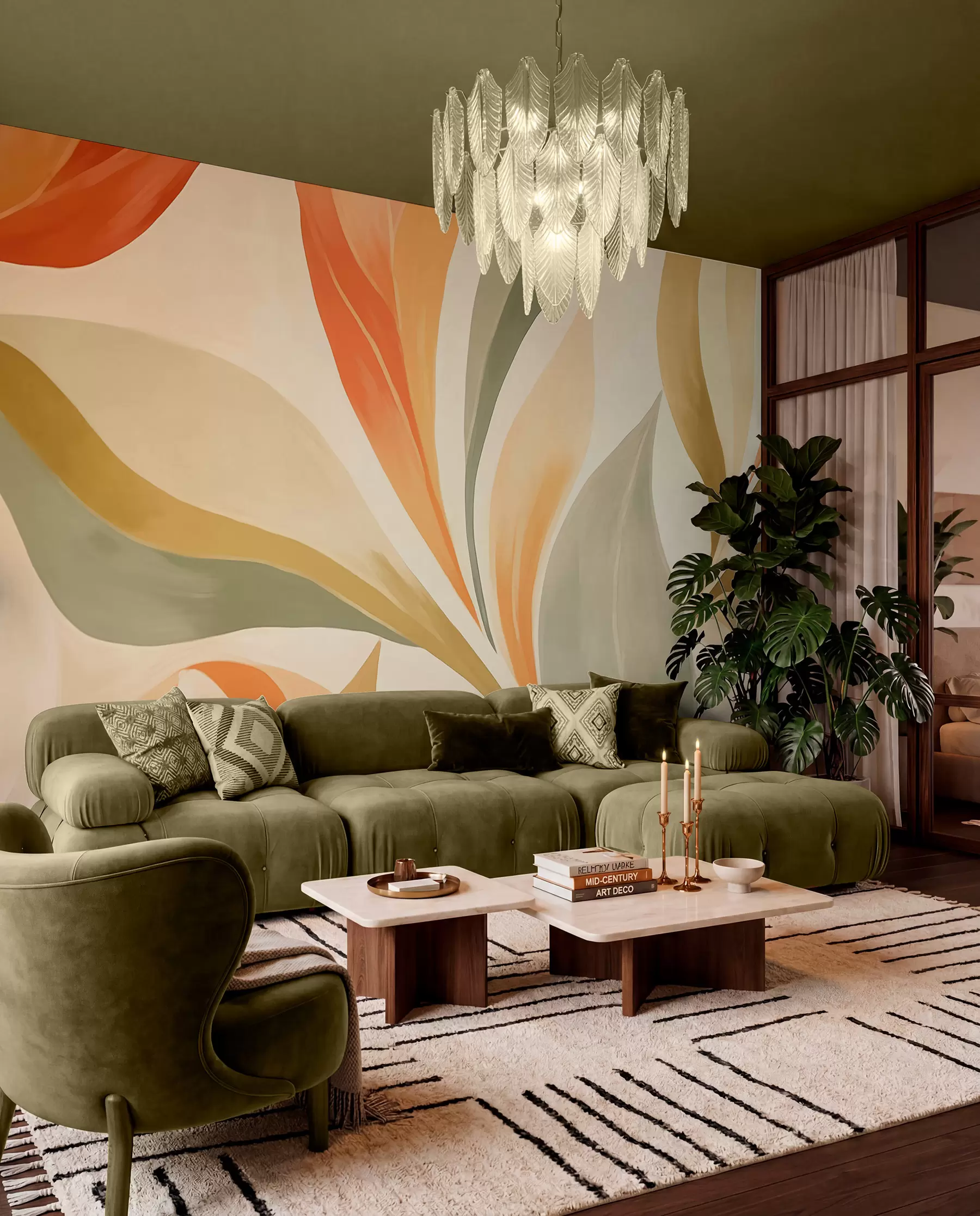murales de pared Hojas en ocre w05839