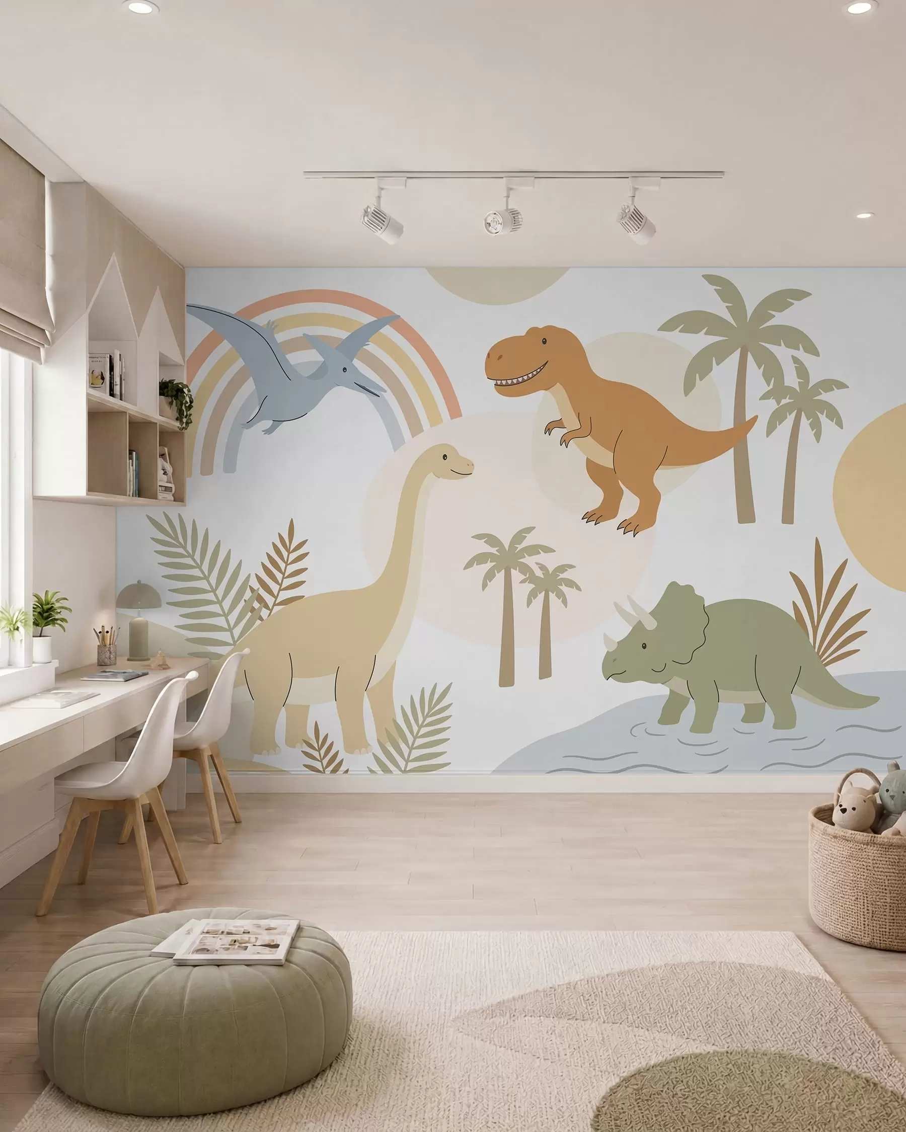 murales de pared Dinosaurios y arcoíris w05842