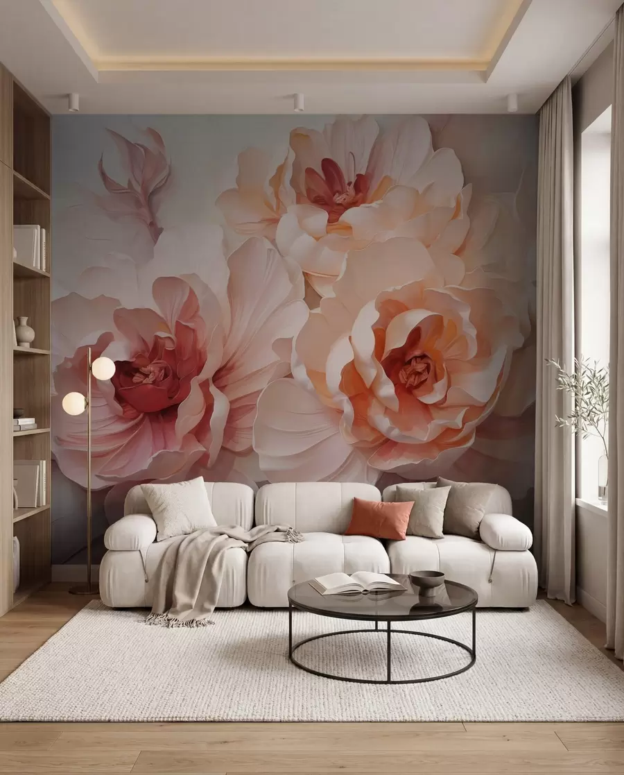 murales de pared Peonías color coral w05639